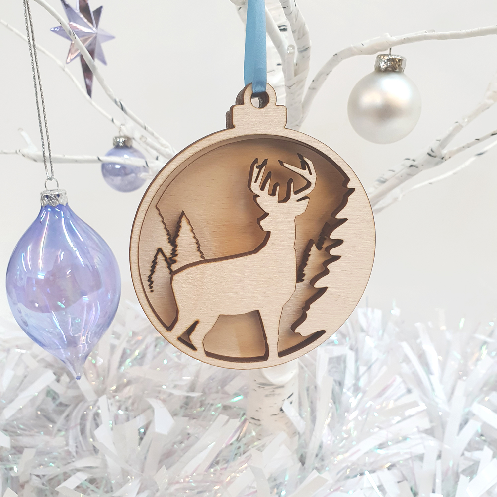 Layered Stag Bauble x2 Pack